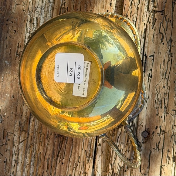 VINTAGE Brass Vase Jug Twisted Handle - Picture 3 of 4